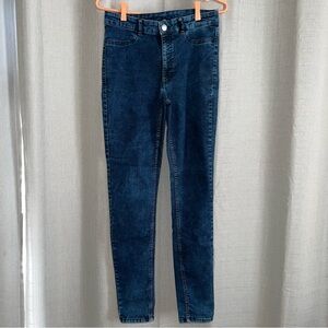 H&M Jeggings Size 10 Dark Acid Wash Divided Blue Denim Skinny Jeans Y2K 31"